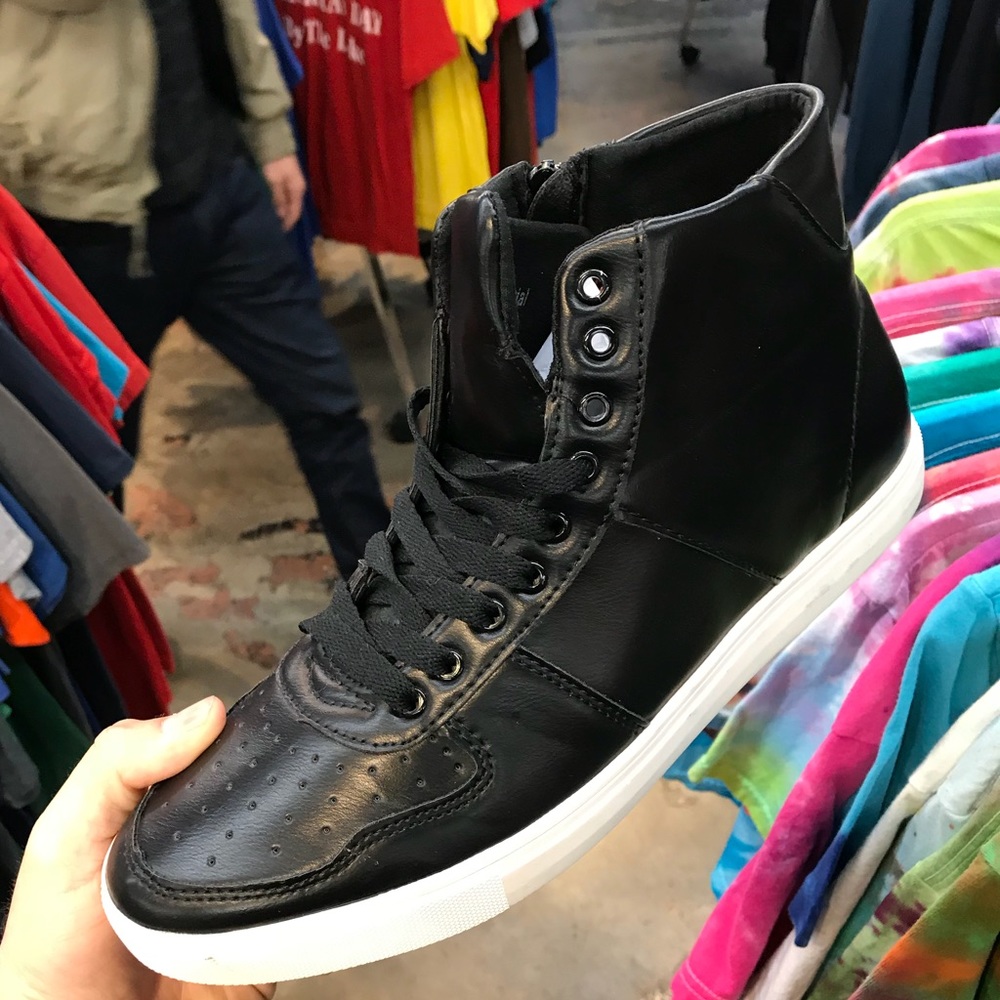 Black mid top sneakers